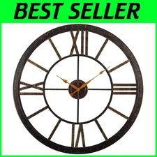 Co. Large Bronze Wall Clock - Farmhouse Living Room Decor