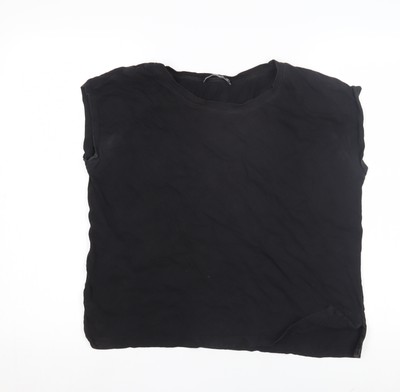 Mango Damen schwarz Rundhalsausschnitt ärmelloses Top Größe 14