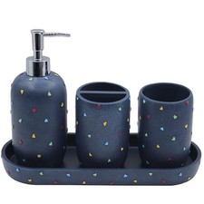 YMXYJM - Bathroom Accessories Sets 4-Piece, Premium Pastel Heart Bathroom Acc...
