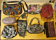 8 Beaded Flower Bag Handmade India China Floral Sequin Shoulder Clutch Purses