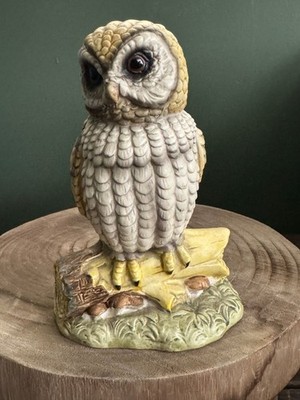 Vintage Owl on Branch Ceramic Figure Figurine Japan