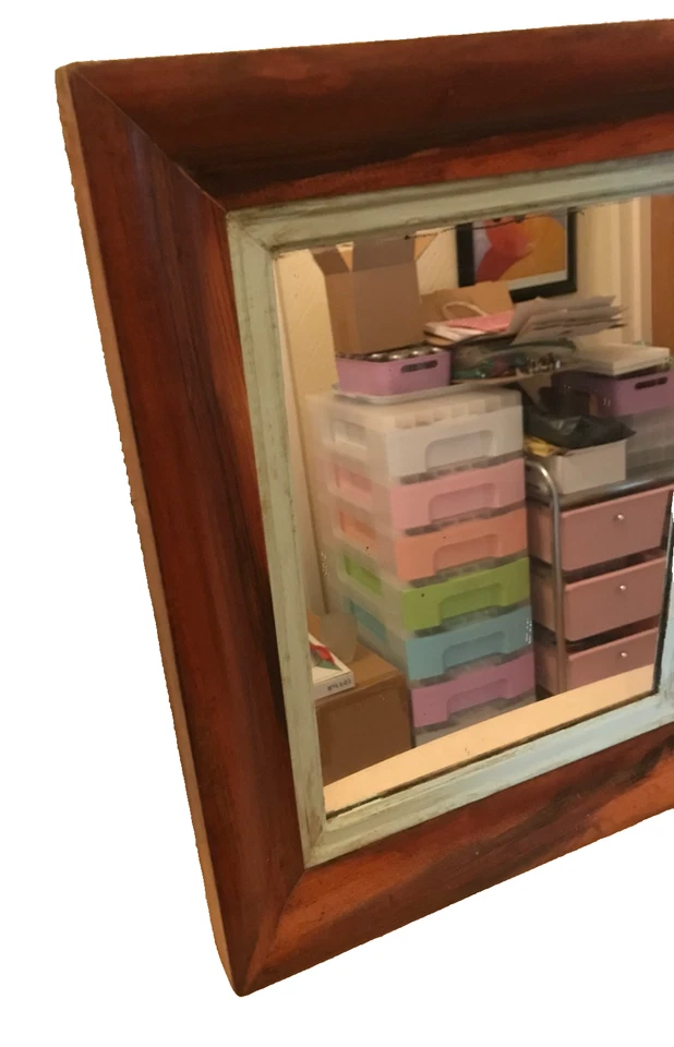 Antiguo siglo XIX. Espejo de pared Century con marco de palo de rosa Foto 4 de 4