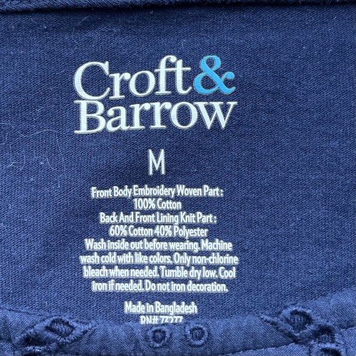 Croft & Barrow Women’s Navy Blue Eyelet Short Sleeve Top - Size M - VGUC - Picture 3 of 5