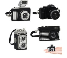 4 Pcs Miniature Camera 1:4 Scale Mini SLR Camera Prop Ornament Vintage Camera Mo