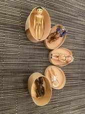 Vintage Metal Jointed Hand Painted Minature Dollhouse Dolls Lot of 5