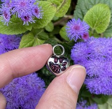 Tiny Cremation Jewelry Pendant Urn for Ash Pet Dog Cat Purple Crystals Paw Print
