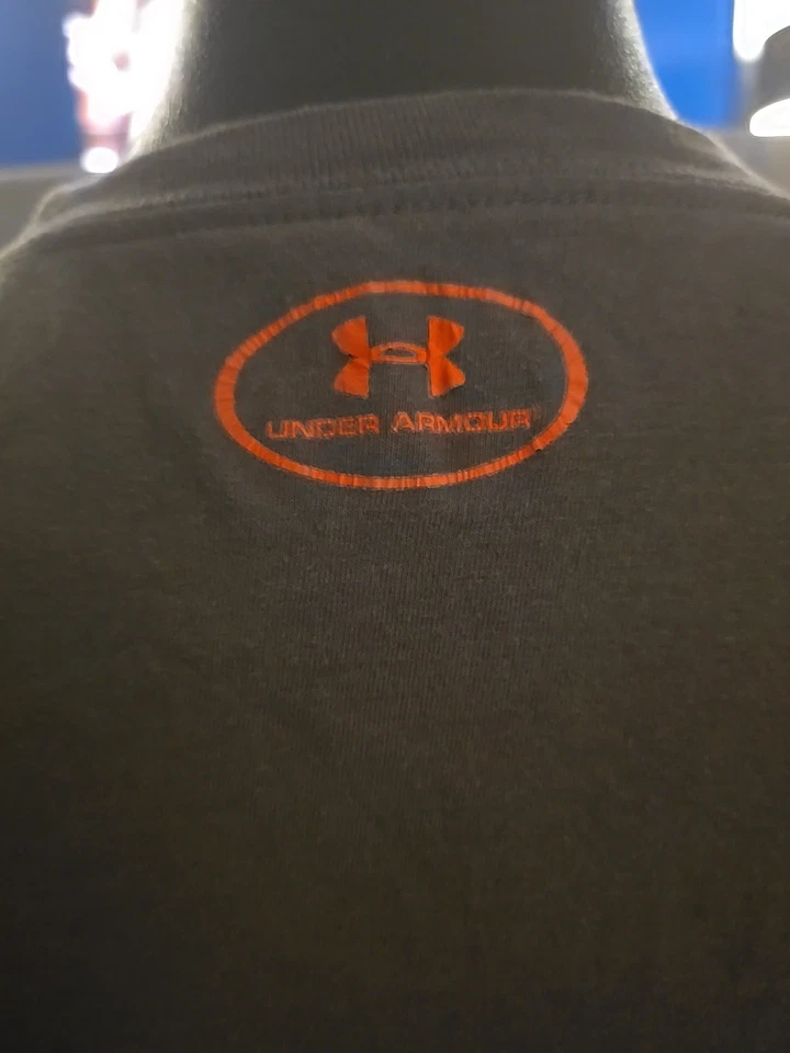 UNDER ARMOUR - Golf, Camiseta para Hombre - Talla XL, Heat Gear, Color: Gris Musgo/Naranja Foto 4 de 4