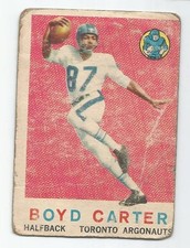 1959 TOPPS CFL BOYD CARTER TORONTO ARGONAUTS #68 (SANTA MONICA COLLEGE) FILLER