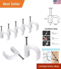 Durable 10mm Cable Clips, 100 Pcs - Steel Nails for Secure Cable Holding