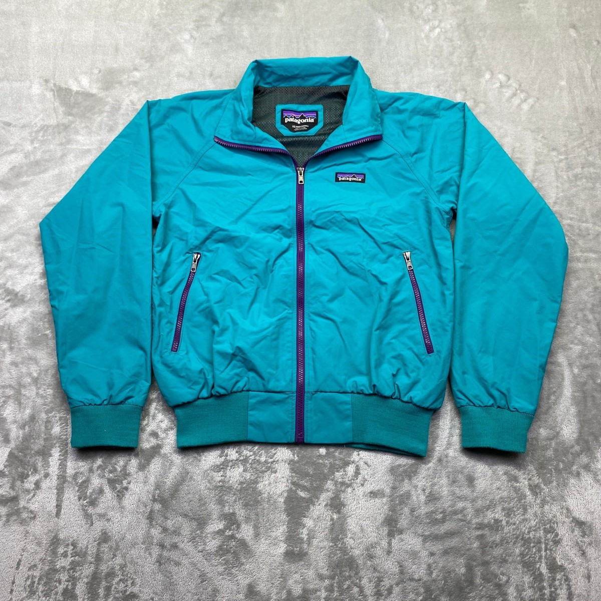 Patagonia Baggies Jacket Mens XS Teal Blue Purple Zip Nylon