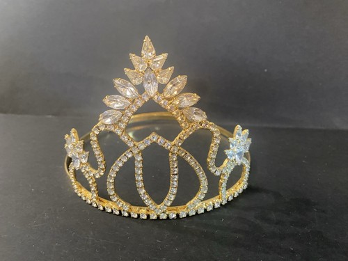 Vintage Large Rhinestone Metal Tiara Crown America’s Theme Pageant Celebration