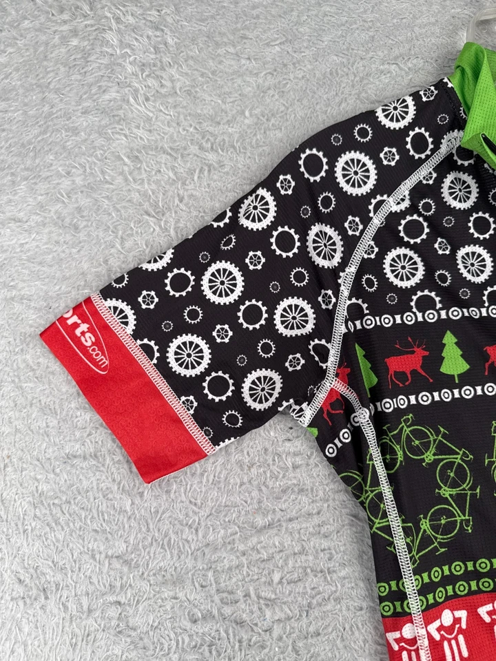 Jersey de Ciclismo Zoot Adulto Pequeño Negro Verde Rojo Feo Navidad Suéter Cremallera Completa Foto 3 de 4
