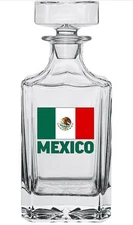 Mexico Flag Whiskey Decanter Glass Stopper Rogue River Tactical Bar Crystal
