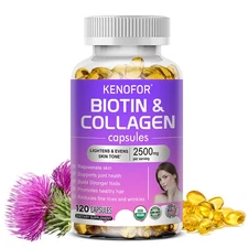 Biotin and collagen 2500 mg Capsule - anti-aging glutathione - 120 Capsules