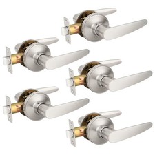 Probrico 5 Pack Unlocking Passage Door Levers Keyless 5, Satin Nickel