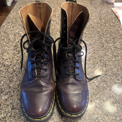 Vintage Dr Martens Air Ware Combat Boots Goth - Size 5 see pictures dark cherry 