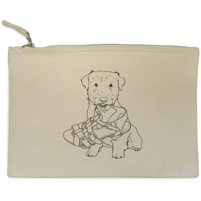 Canvas-Clutch / Zubehörkoffer ''Jack Russell Chewing Shoe'' (CL00034486)