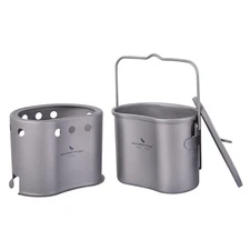 Boundless Voyage Pure Titanium Wood Stove Cooker Set Titanium Military Canteen C