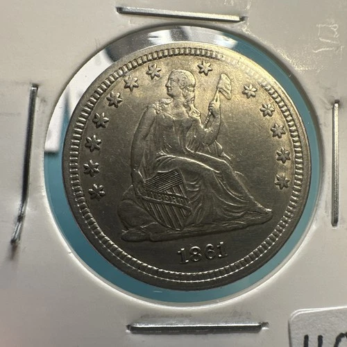 1861 Seated Liberty Quarter, Scarce Choice AU Collector Type Piece (7428)