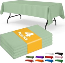 4 Pack Sage Green Disposable Tablecloth 54x108 Rectangle Plastic Cover for 6FT P