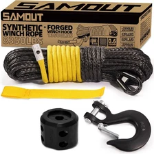 Synthetic Winch Rope Kit, 3/16in x 50ft 8350LBS Cable + Forged 13500LBS Winch Ho