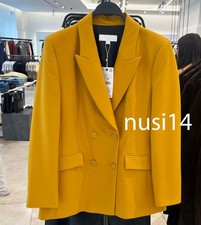 ZARA NEW WOMAN DOUBLE BREASTED BLAZER WITH SHOULDER PADS MUSTARD 8765/656/305