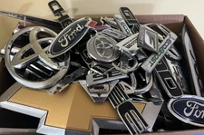 Auto Car Truck Emblems Logo Ornaments Used Parts Signage Collection 50+ Lot USA