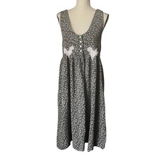VTG. Style floral sleeveless lace appliqué pockets prairie/cottagecore dress. 10