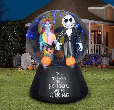 Rare Nightmare B4 Christmas Jack Skellington & Sandy Globe Halloween Inflatable