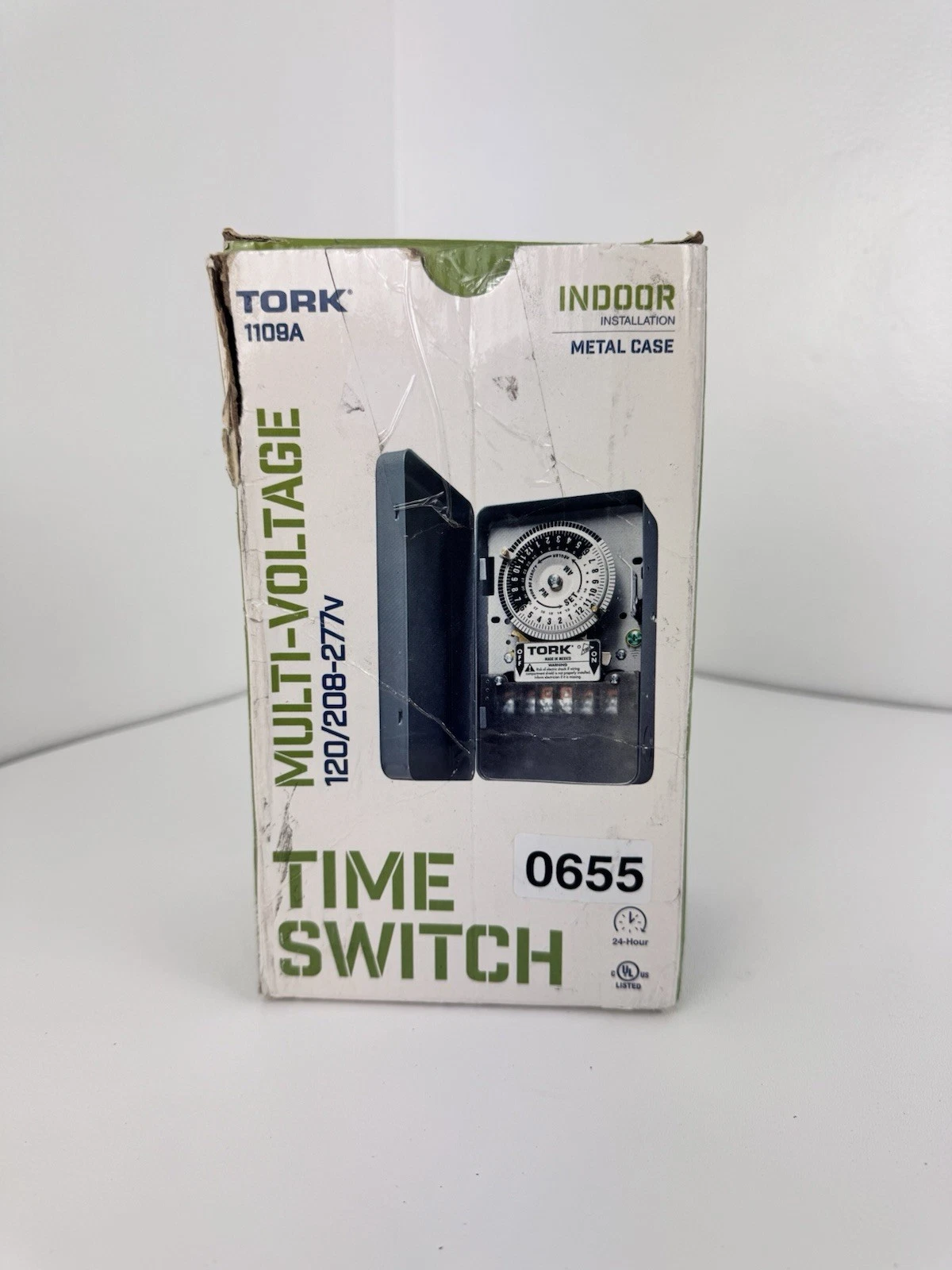 Tork 1109A Multi-Voltage Time Switch 120/208-277V Indoor Metal Case 24-Hour LED.
