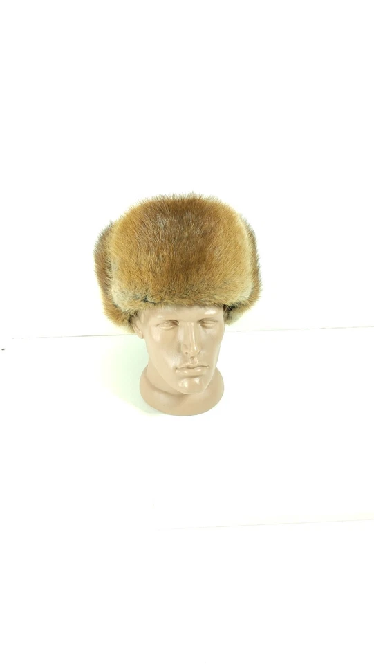 Sombrero de invierno vintage de la URSS - Gorra coleccionable de la era soviética, talla 62, Ucrania Foto 3 de 4