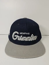 Memphis Grizzlies Mitchell & Ness Snapback Hat Cap Script 3D Logo Navy & Gray