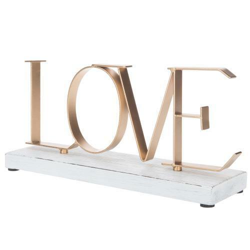 Tabletop Metal Letters Home Decorative Sign "Love" with Whitewashed Wood Base - Picture 1 of 6