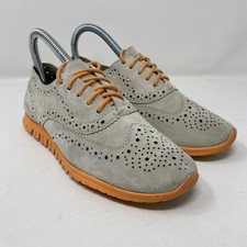 COLE HAAN Zerogrand Wingtip Sneaker Women's Size 6 Gray Suede Peach Flats Shoes