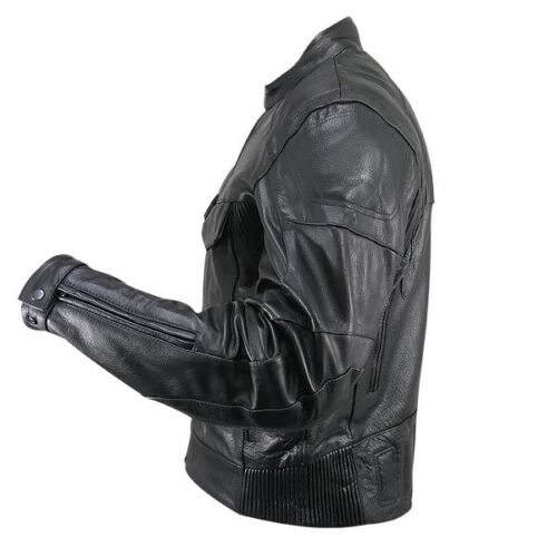 Chaqueta de Motocicleta Para Hombres NUEVA GRANDE Negra Premium Cuero Desnudo Bandido Liquidación - Imagen 2 de 2