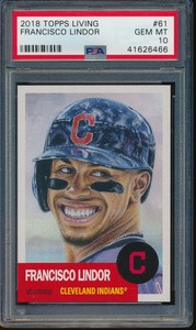 2018-Topps-Living-Set-61-Francisco-Lindor-PSA-10-Gem-Mint-SP-Short-Print-Card