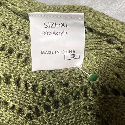 Vorne offen Häkel Strick Cardigan Damen XL olivgrün Oma Core Duster - Bild 10 von 11