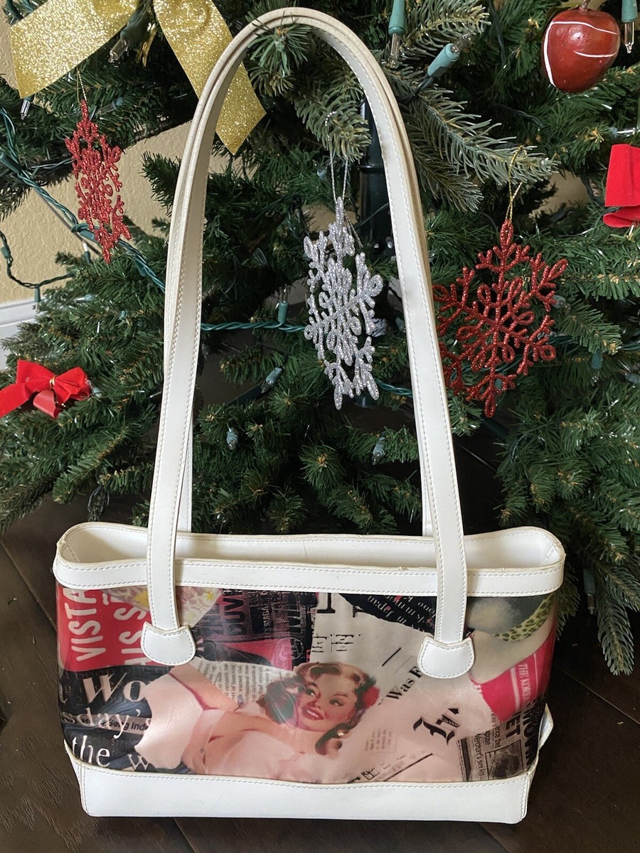 Vintage MX Marilyn Monroe Women's White Leather Shoulder Tote