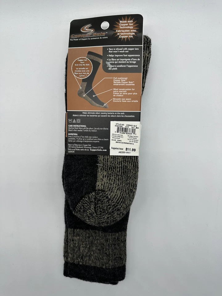 NUEVO UN PAR DE CALCETINES TÉRMICOS PARA HOMBRE AL AIRE LIBRE SOBRE LA PANTORRILLA SUELA DE COBRE LANA MARINA Foto 3 de 4