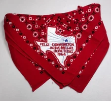 DALLAS 1964 HISTORICAL Red Bandana Elephant Trunk Up FAST COLOR SCARF TEXAS UCPA