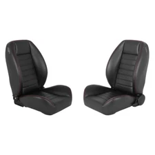 TMI Pro Series Cruiser Collection Bucket Seat Low Back Black W/ Red Stitch Pair