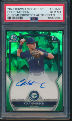 PSA 10 COLT EMERSON AUTO 2023 Bowman Chrome SAPPHIRE GREEN 