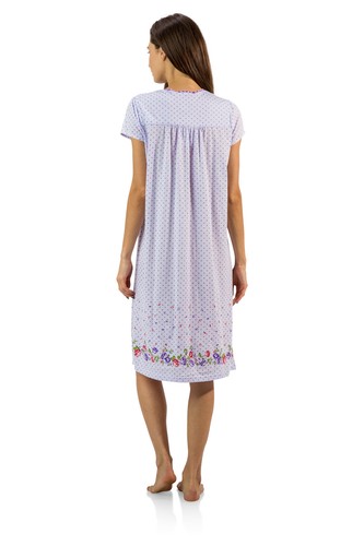 Casual Nights Women's Fancy Lace Flower Dots Short Sleeve Nightgown - Picture 19 of 20