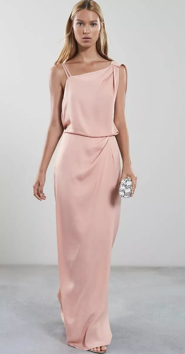 Designer REISS Ostia maxi dress size 6 -BRAND NEW-pink one shoulder floor  length | eBay