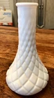Vintage White Milk Glass 6" Tall Bud Vase 6 x 2.5 Criss Cross Pattern