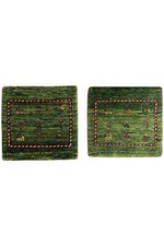 Gabbeh Teppich 42x40 cm Handgeknüpft – Persisch Wollteppich Naturfarben