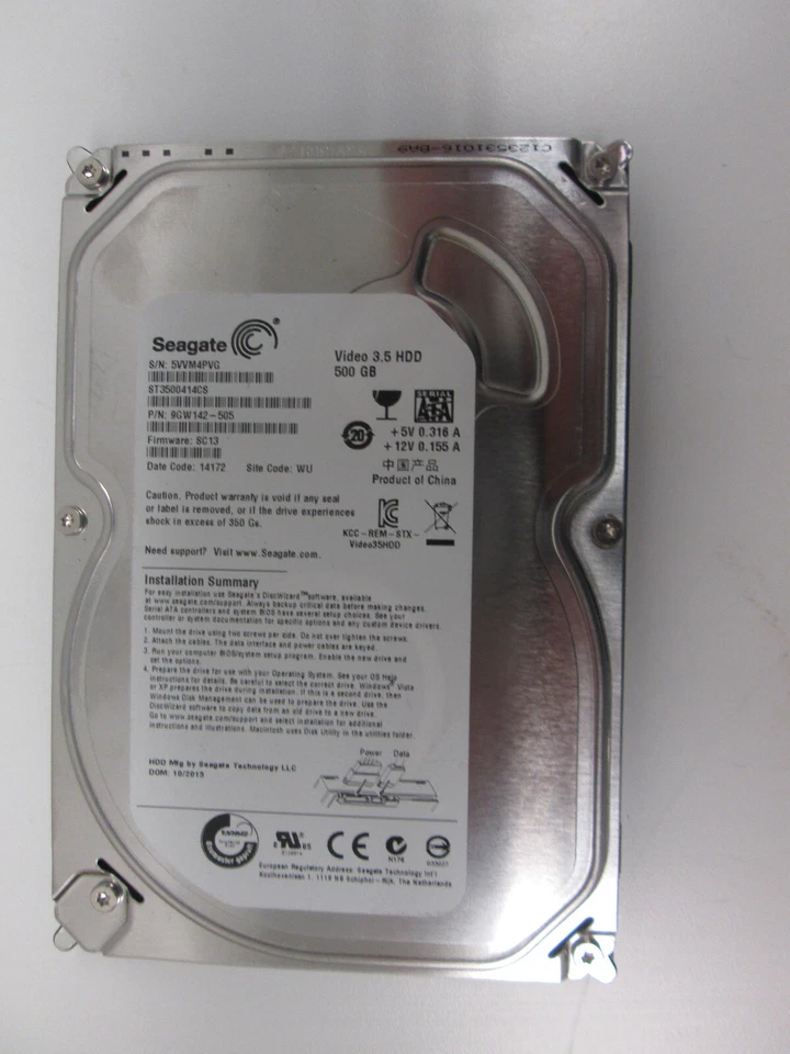 PN 9GW142-505, FW SC13, Seagate 500GB SATA 3.5 Hard Drive ST3500414CS (WIPED) - Image 2 of 3
