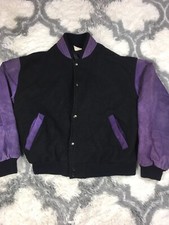 Vintage Hard Rock Cafe Varsity Bomber Wool Jacket Toronto Purple Made In Canada