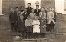 1900s Class Photo Children Students Adorable Dresses Girls Boys Postcard Z20