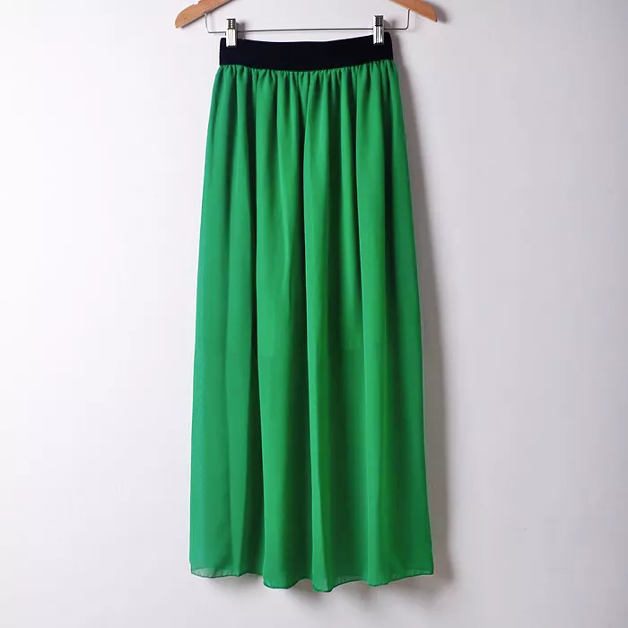 Emerald green chiffon maxi skirt cheap